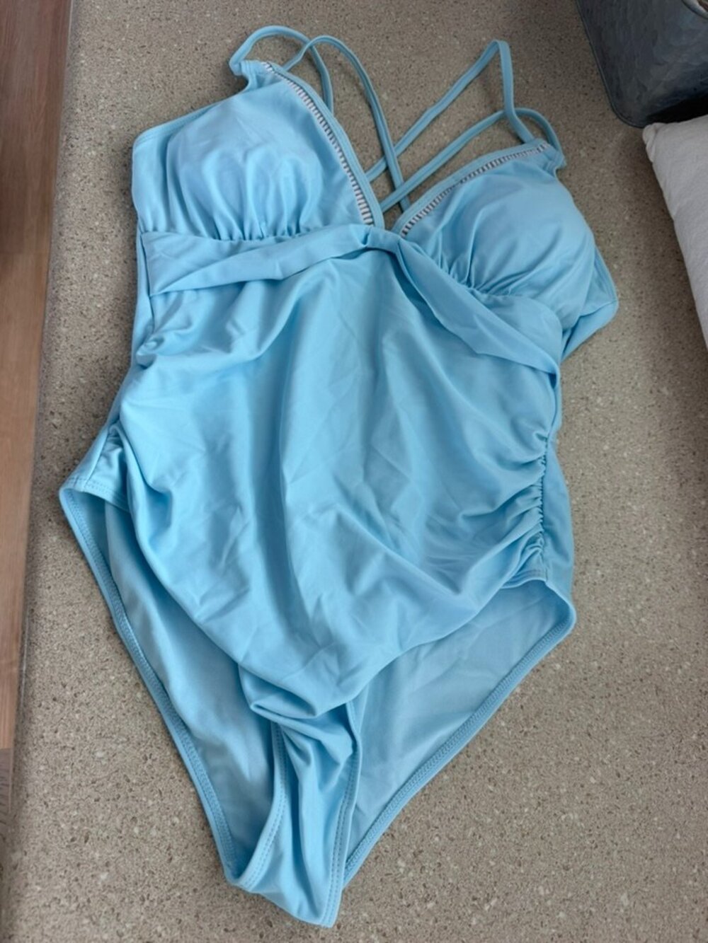 NWT Sweet Sky Blue Feminine Knot/Laced Detail w/Double CrissCross Back